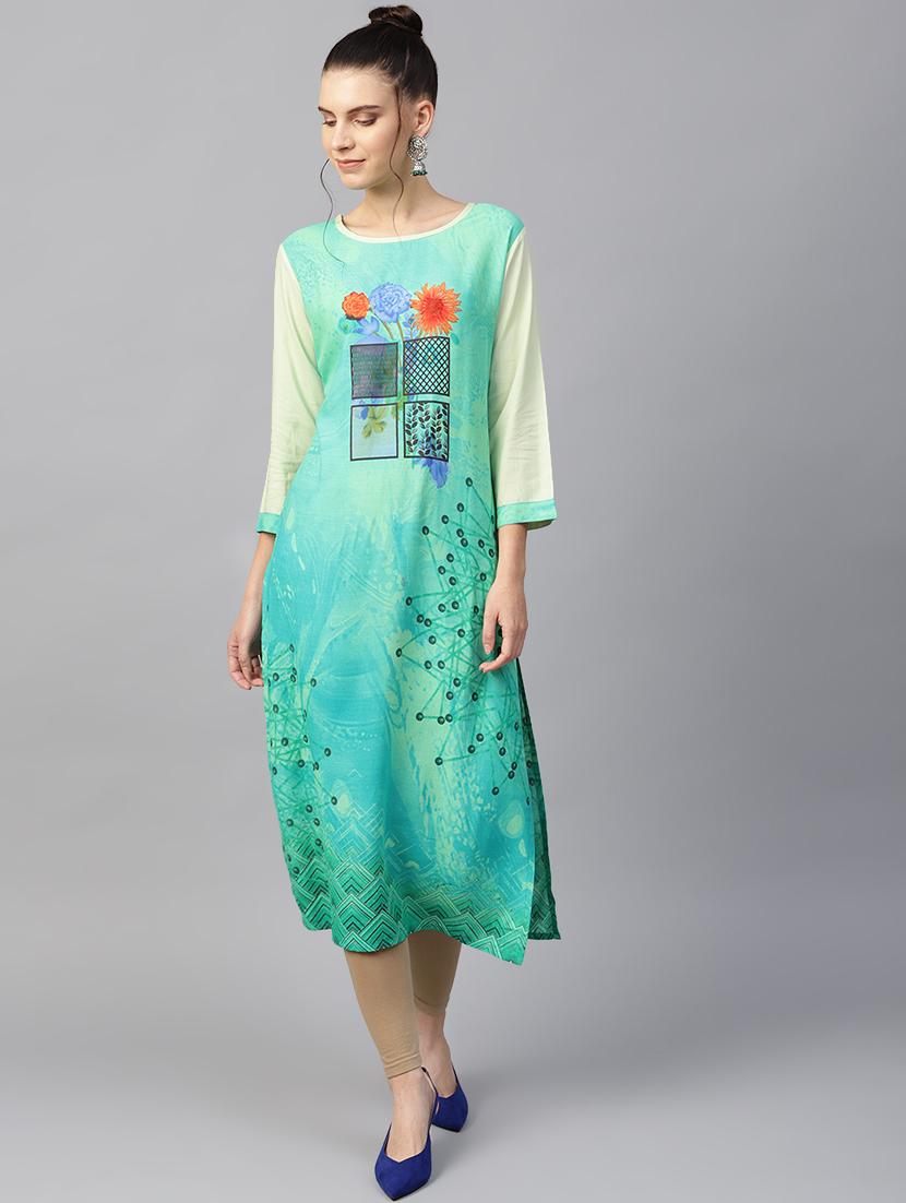 digital printed straight kurta - 16501152 - Zoom Image - 0