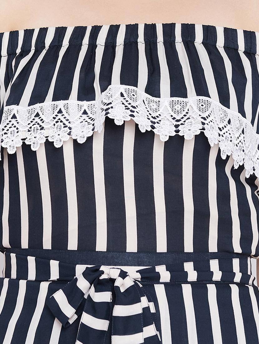 off shoulder striped jumpsuit - 16502289 - Standard Image - 3