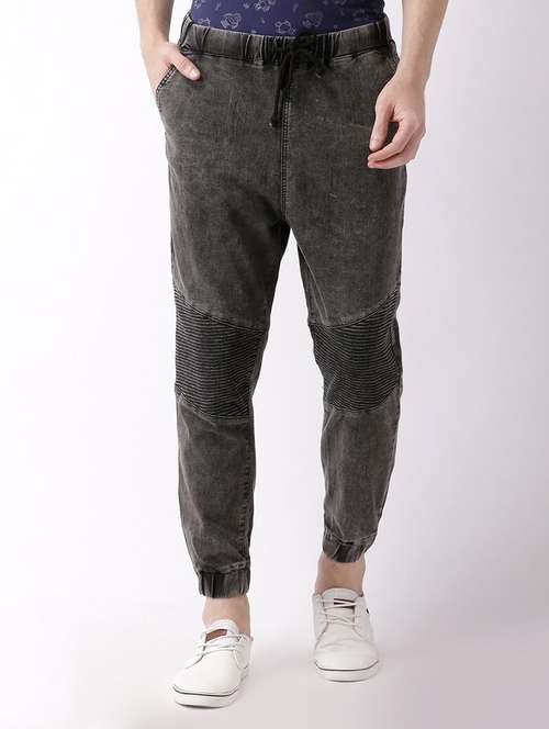 grey washed denim joggers - 16504351 -  Standard Image - 0