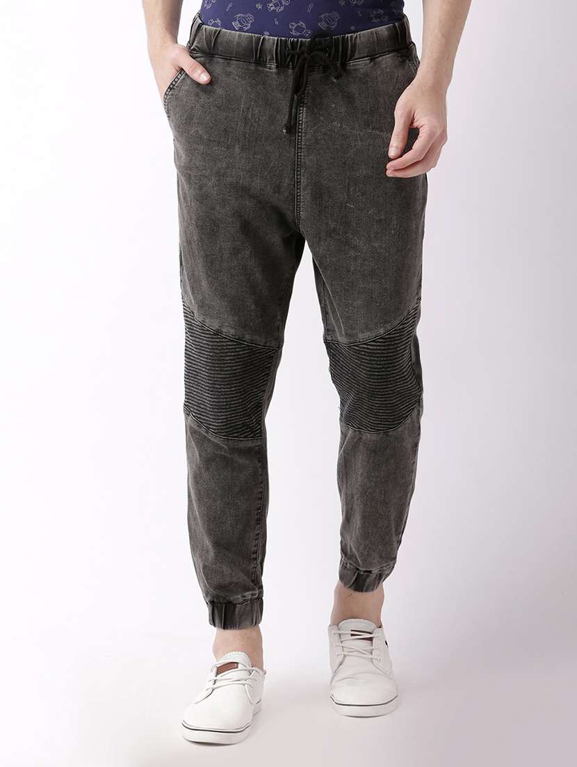 grey washed denim joggers - 16504351 -  Zoom Image - 0