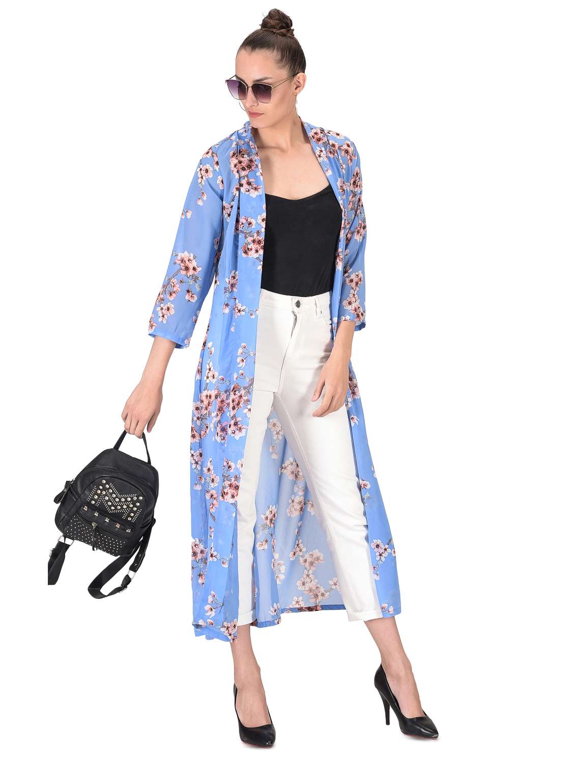 floral printed long shrug - 16504576 - Standard Image - 3