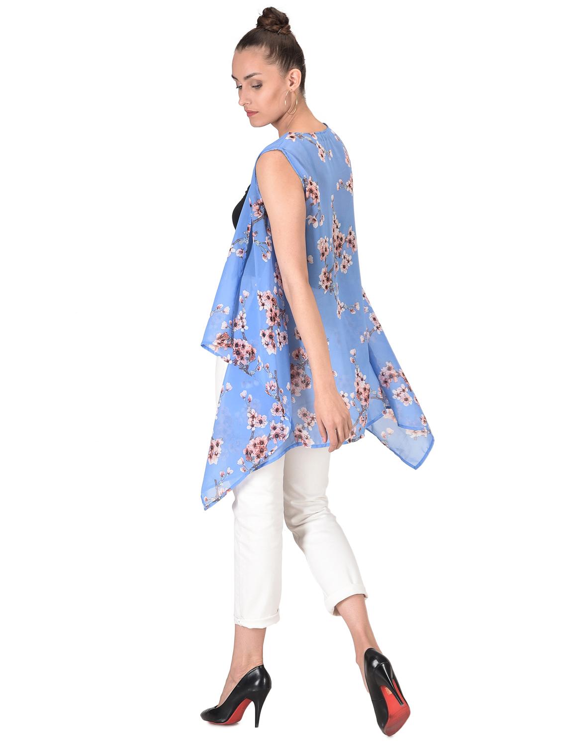 floral printed asymmetric shrug - 16504578 - Standard Image - 3