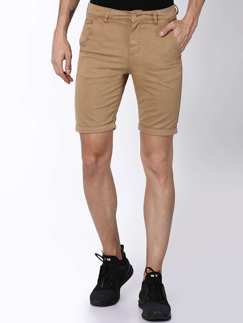 mens beige denim shorts