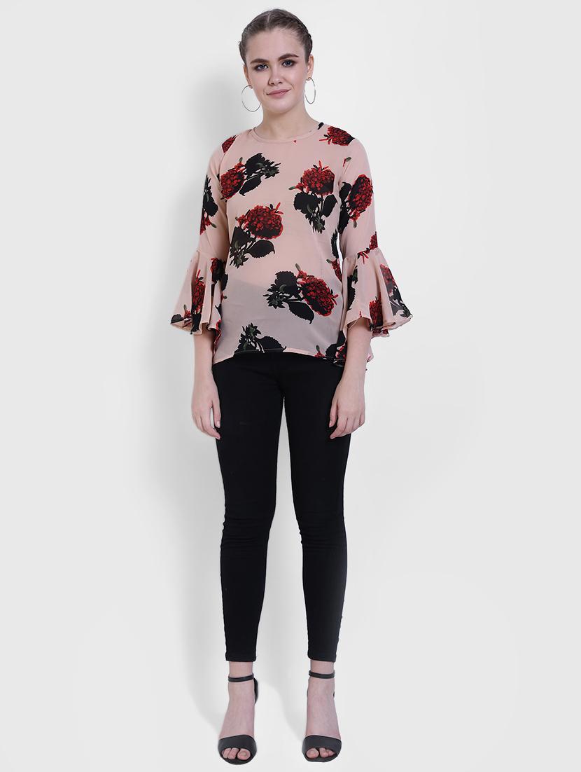 bell sleeved floral top - 16505116 - Standard Image - 3