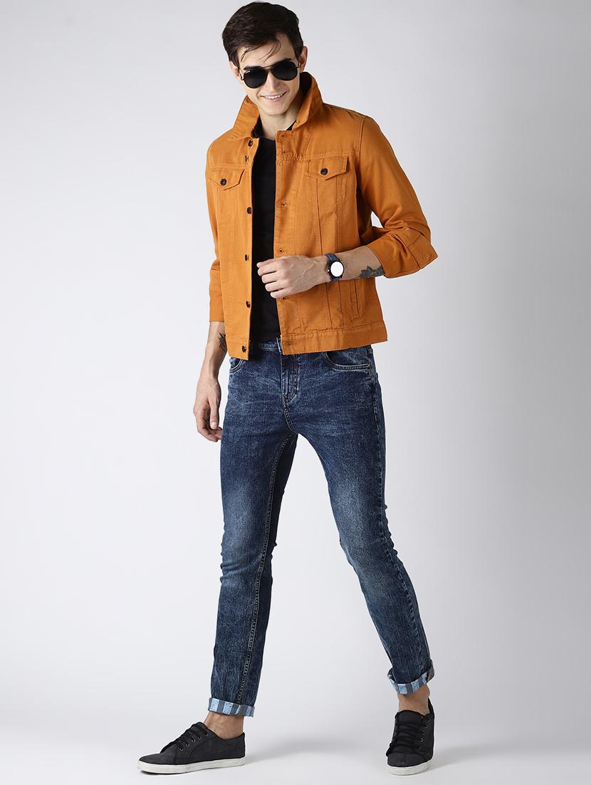 denim jacket men orange colour