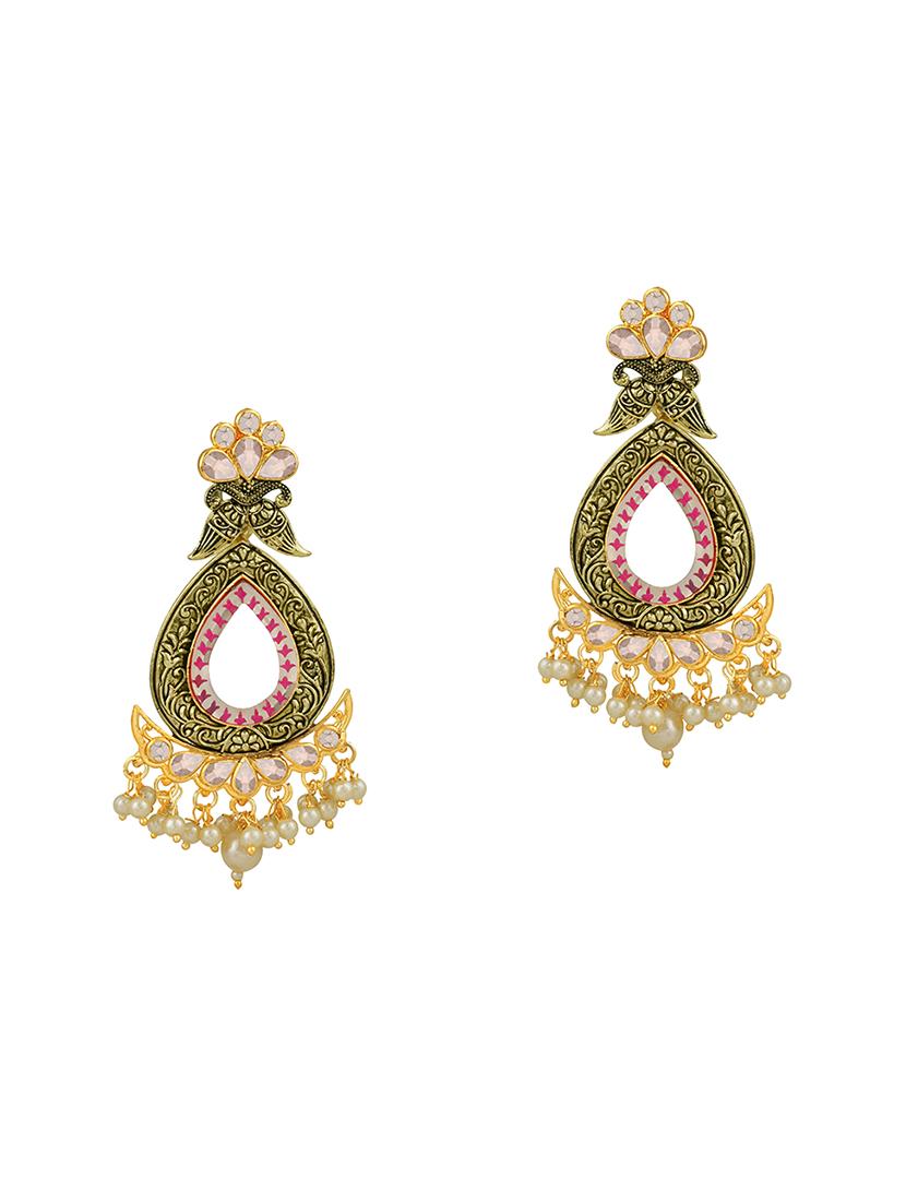 gold metal drop earring - 16506657 -  Zoom Image - 0
