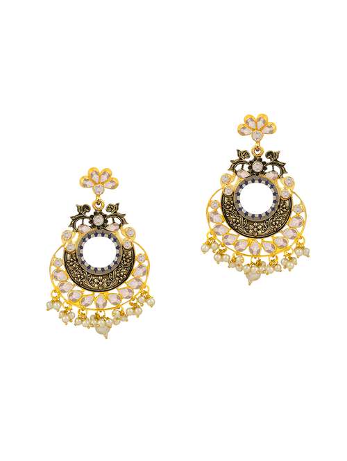 gold metal chandballi earring - 16506659 -  Standard Image - 0