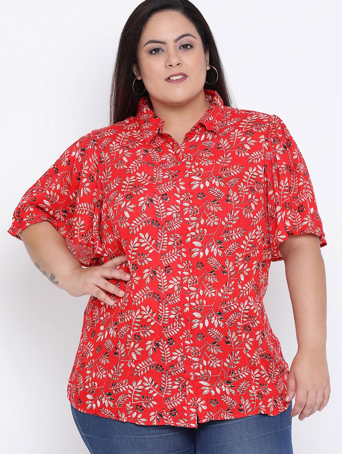 concealed placket bell sleeved plus shirt - 16506851 - Zoom Image - 0