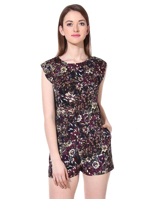 cap sleeved lace detail floral jumpsuit - 16506878 - Standard Image - 0