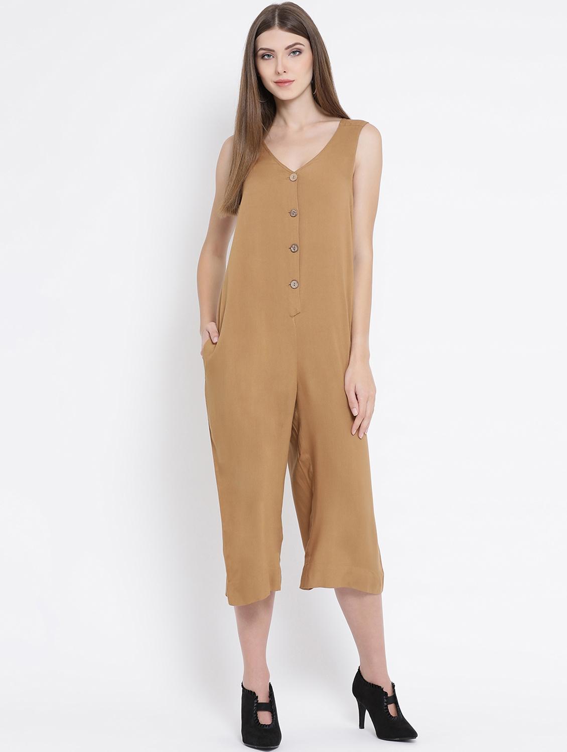 v-neck button detail jumpsuit - 16506879 -  Zoom Image - 0