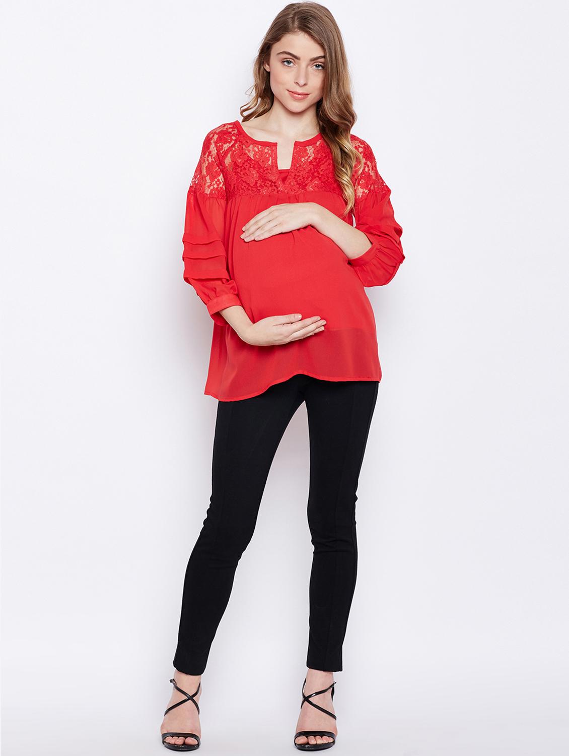 floral laced bishop sleeved maternity top - 16506893 - Standard Image - 3