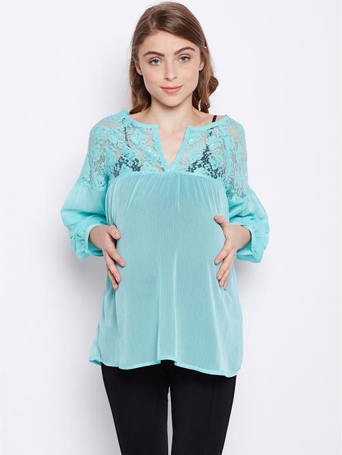 floral laced bishop sleeved maternity top - 16506895 - Standard Image - 0