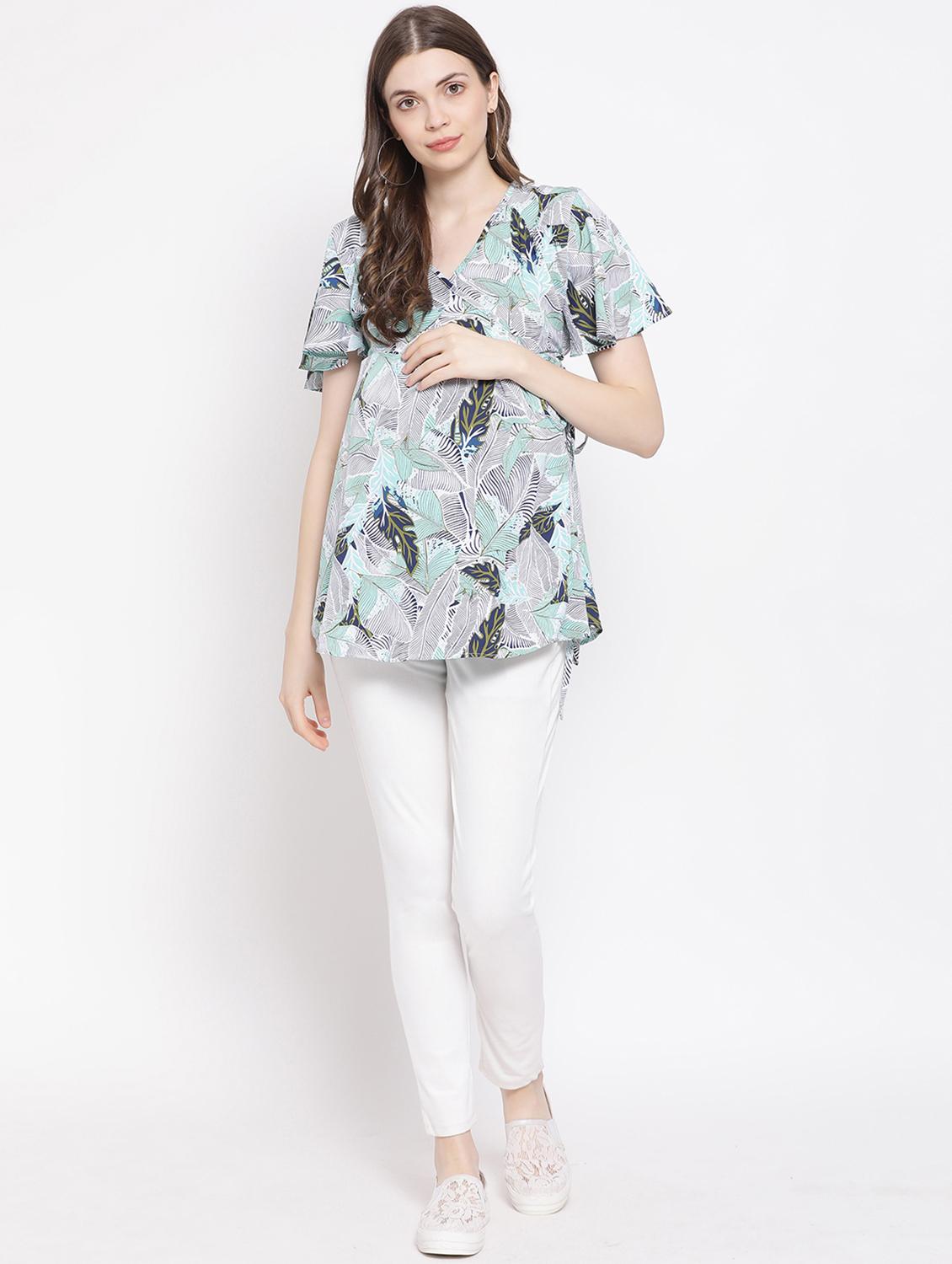 v neck bell sleeved maternity top - 16506901 - Standard Image - 3