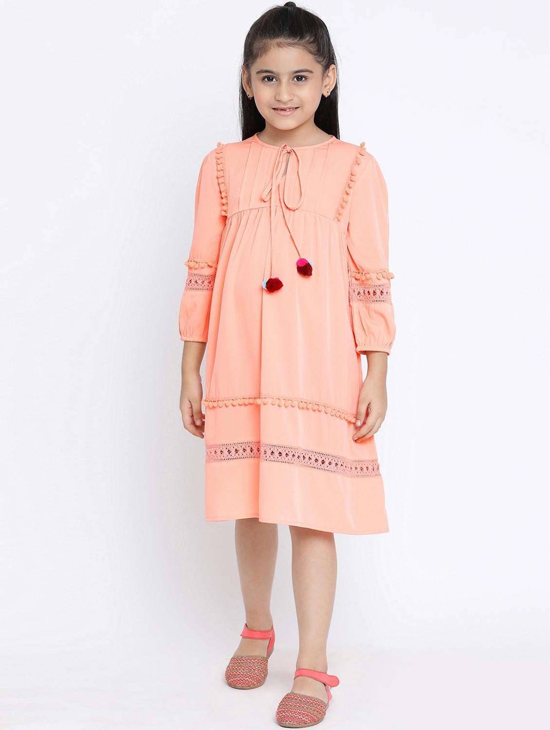 tie knot neck lace detailed frock - 16507038 - Zoom Image - 0