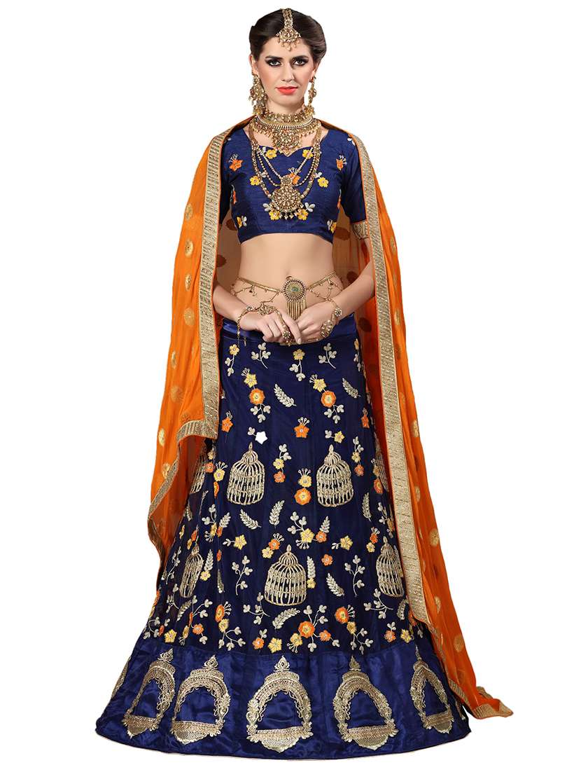 floral embroidered flared lehenga