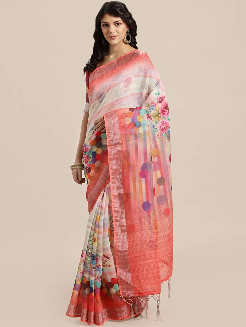 geometric printed saree with blouse