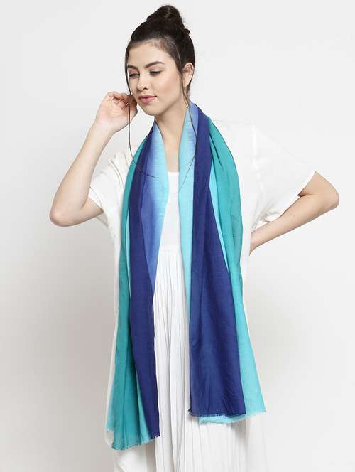 blue pure silk stole - 16508873 -  Standard Image - 0