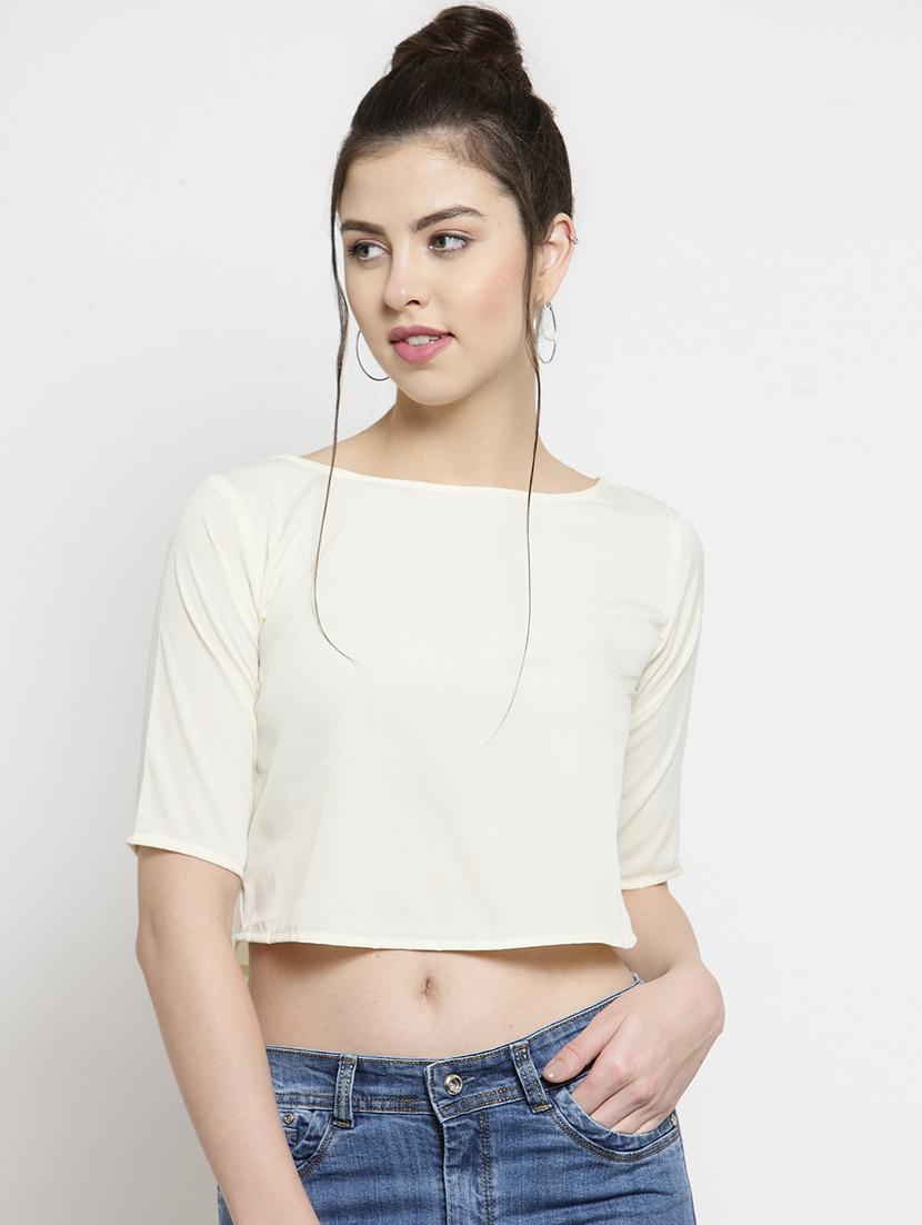 women's crop boat neck top