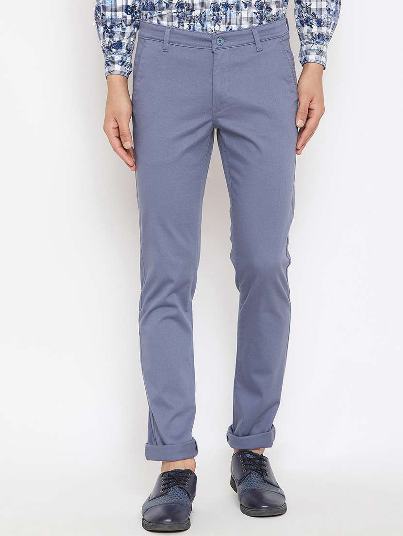 blue solid chinos - 16509393 -  Zoom Image - 0