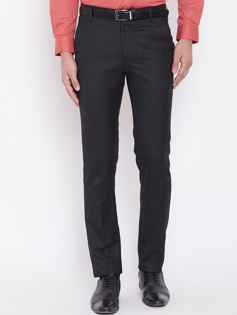black solid flat front formal trouser - 16509464 -  Zoom Image - 0