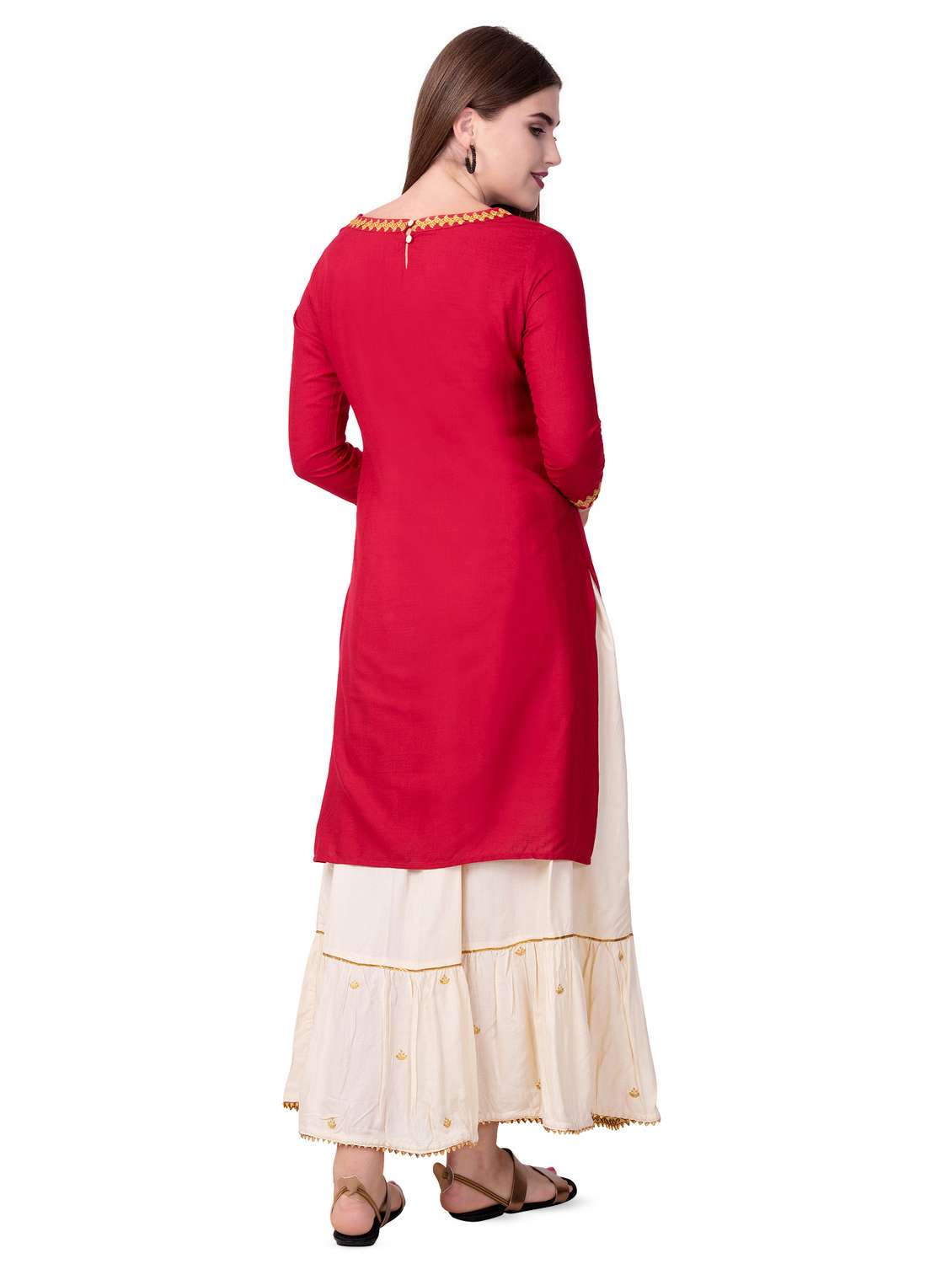 embroidered kurta sharara with dupatta set - 16509719 -  Standard Image - 3