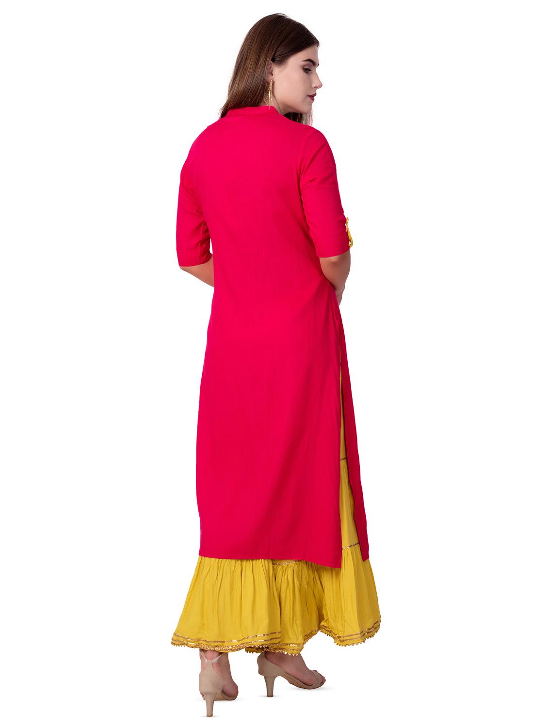 embroidered kurta sharara with dupatta set - 16509721 - Standard Image - 3