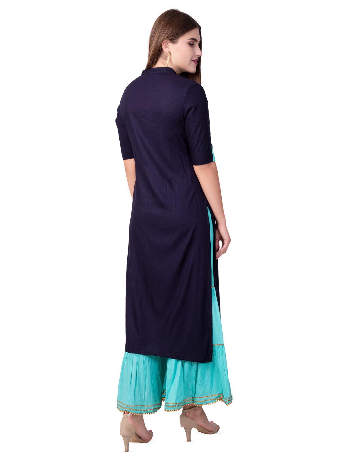embroidered kurta sharara with dupatta set - 16509722 - Standard Image - 3