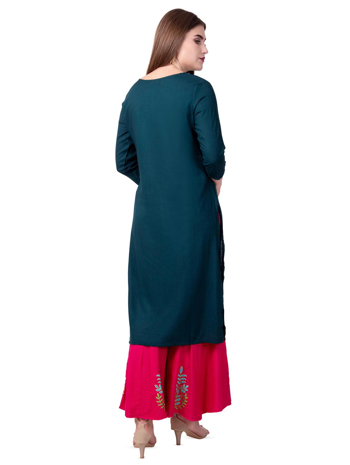 embroidered kurta sharara with dupatta set - 16509724 - Standard Image - 3