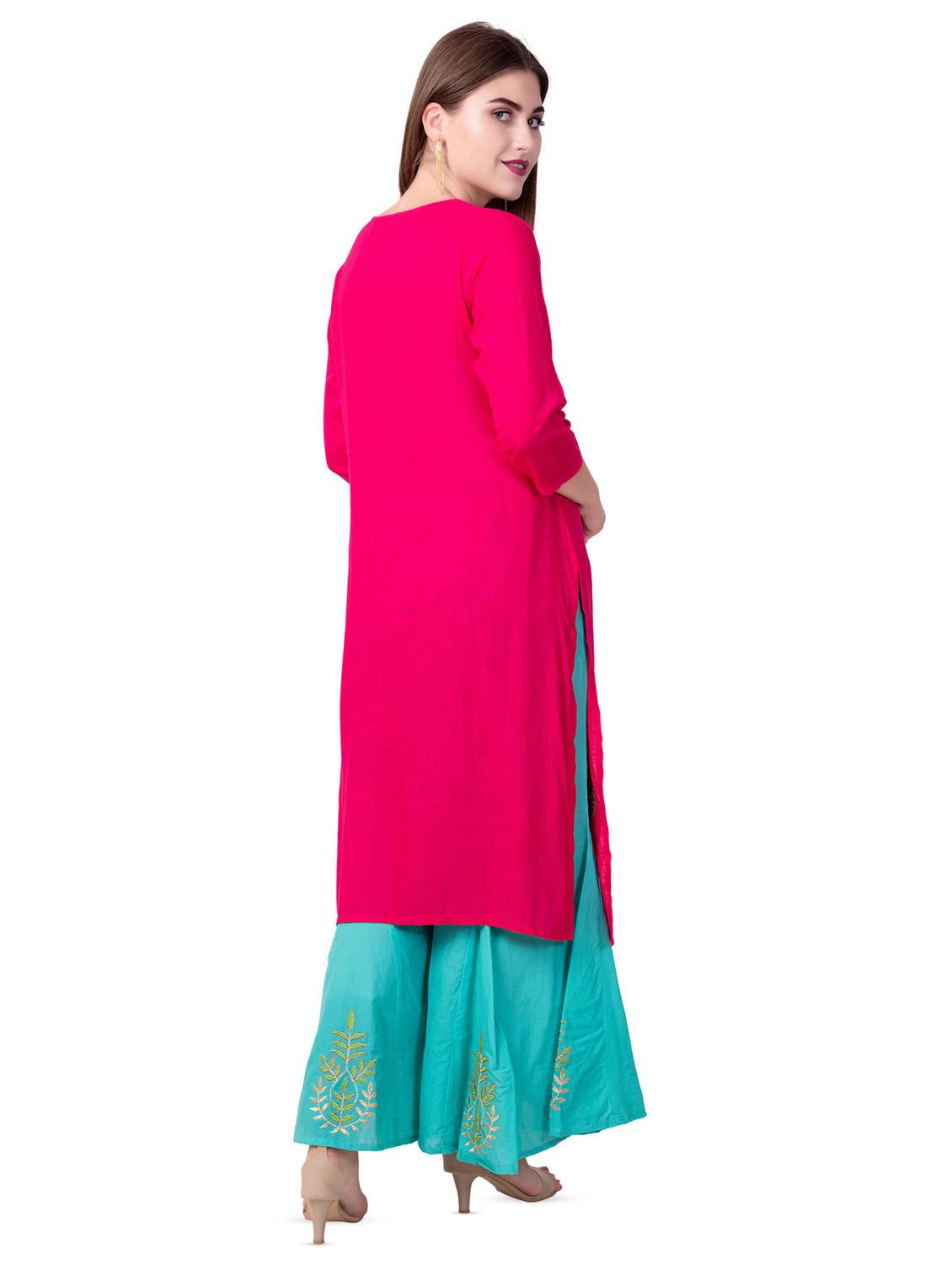 embroidered kurta sharara with dupatta set - 16509725 - Standard Image - 3