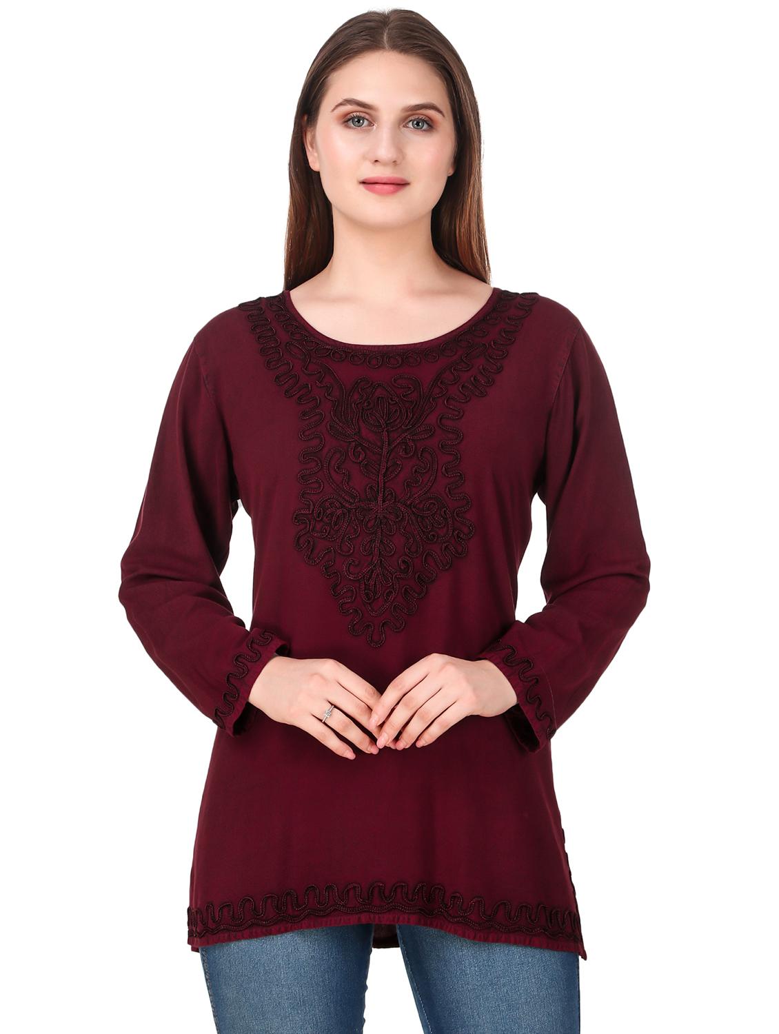 tie up back embroidered tunic - 16510422 - Zoom Image - 0