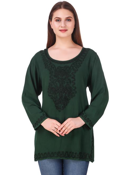 tie up back embroidered tunic - 16510423 - Standard Image - 0
