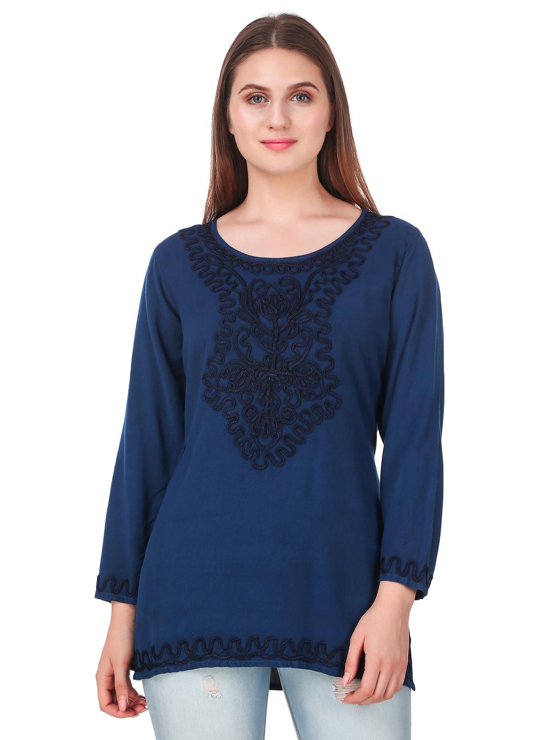tie up back embroidered tunic - 16510424 - Zoom Image - 0