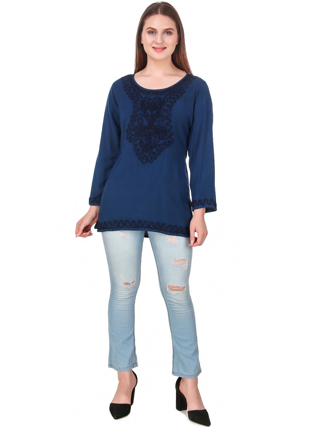 tie up back embroidered tunic - 16510424 - Standard Image - 3