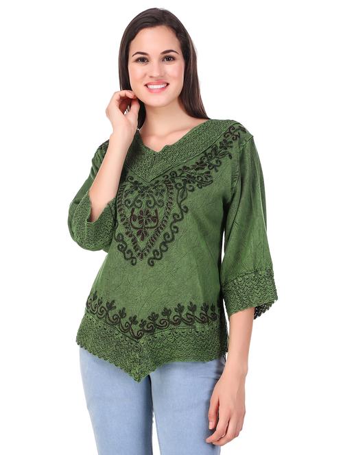 lace detail embroidered top - 16510425 - Standard Image - 0
