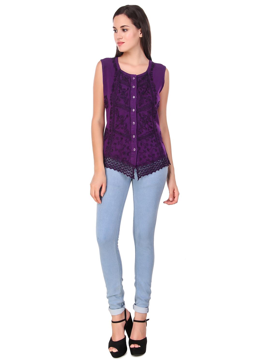 button up embroidered top - 16510427 - Standard Image - 3