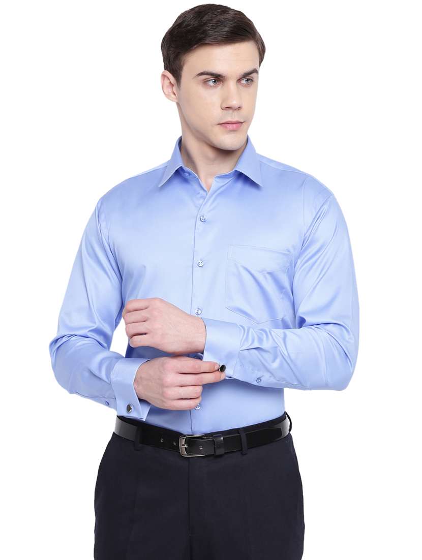 blue solid formal shirt