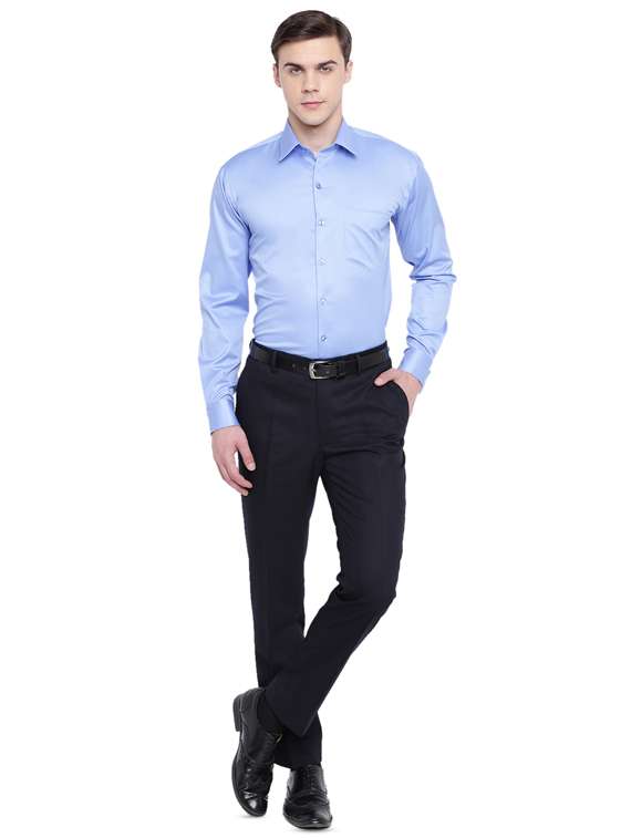 blue solid formal shirt - 16511459 -  Standard Image - 3