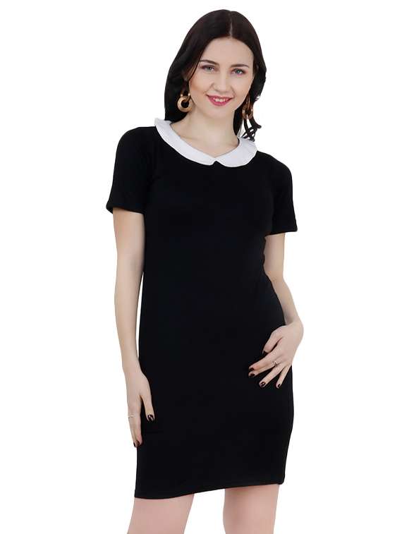 peter pan collar bodycon dress Inspire Chic Women's Contrast Peter Pan Collar Keyhole Back Plaid Bodycon Dresses, Size: Small, Red