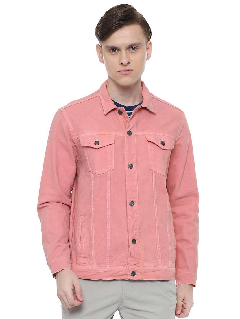 peach colour denim jacket