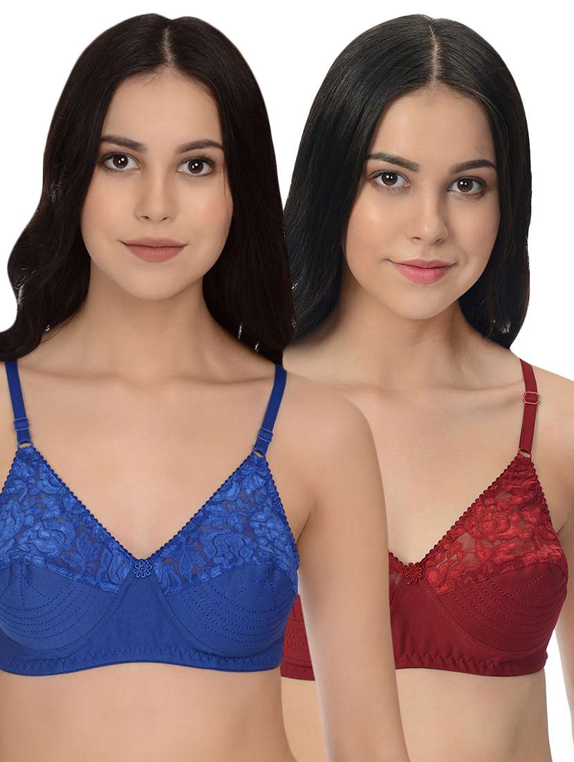 set of 2 floral patch bra