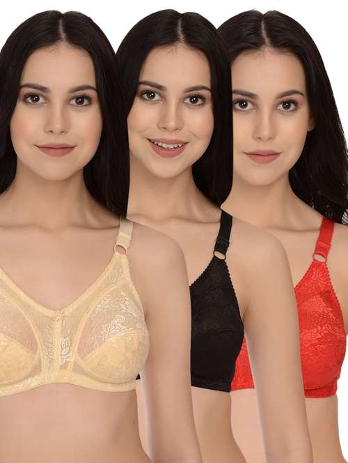set of 3 floral patch bra - 16516304 -  Standard Image - 0