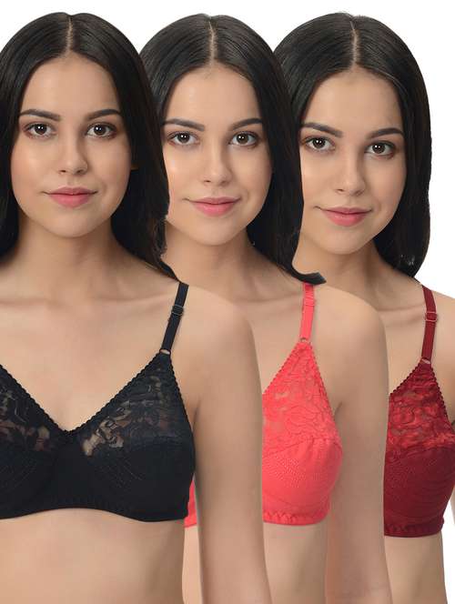 set of 3 floral patch bra - 16516309 -  Standard Image - 0