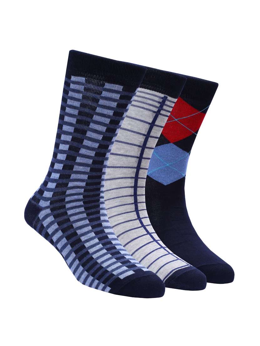 set of 3 multi colored cotton above ankle length sock