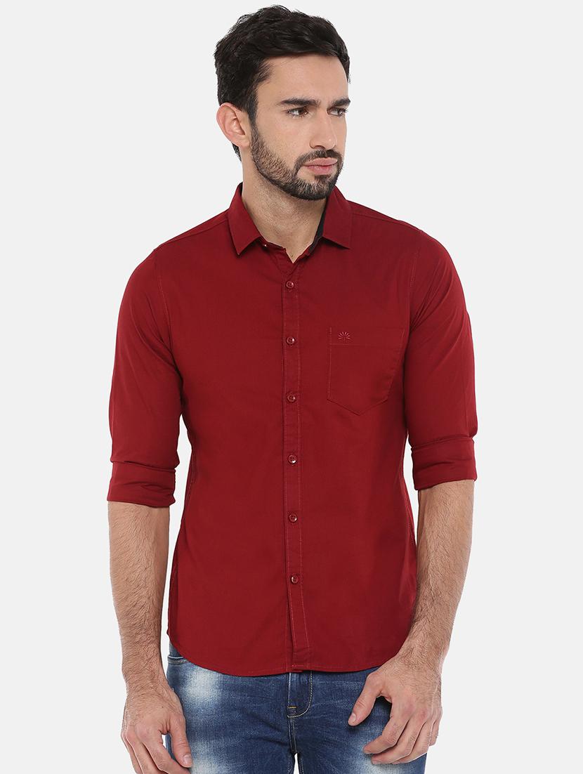 red solid casual shirt - 16516628 - Zoom Image - 0