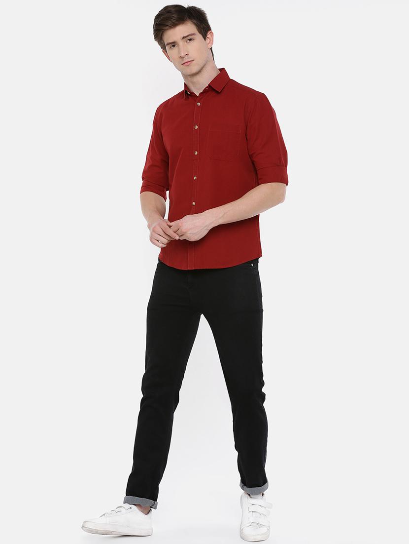 red solid casual shirt - 16516648 - Standard Image - 3