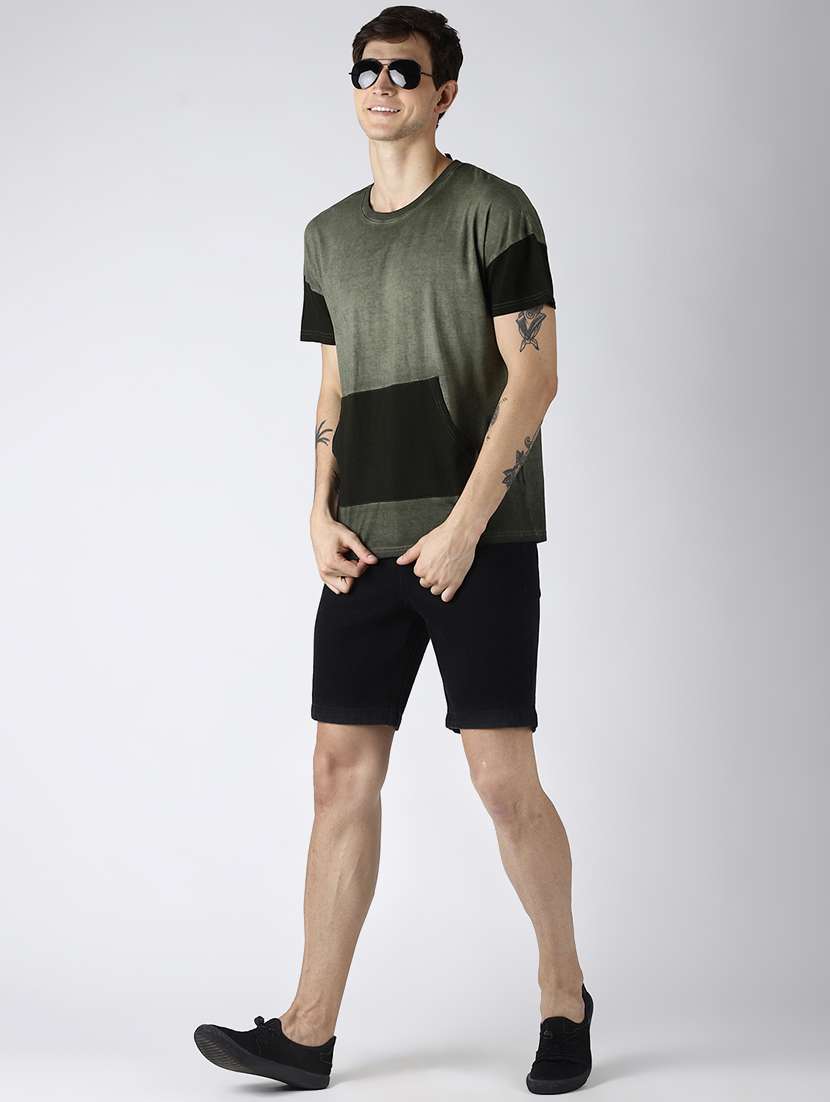 olive green cut & sew ombre t-shirt - 16516750 - Standard Image - 3
