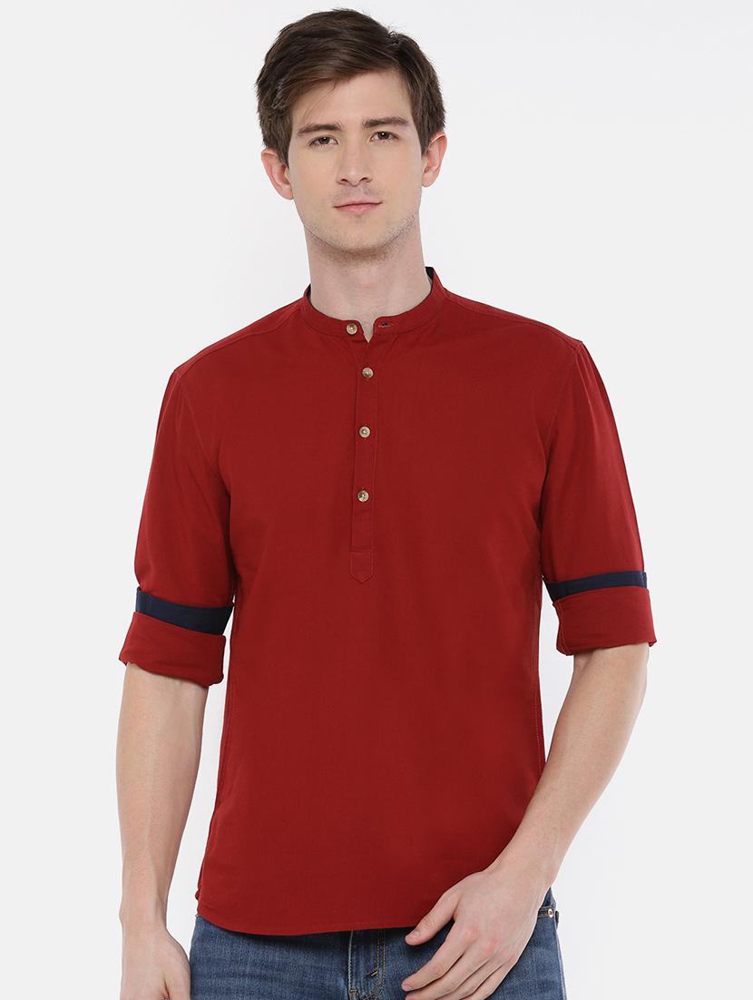 red solid short kurta - 16516782 - Zoom Image - 0