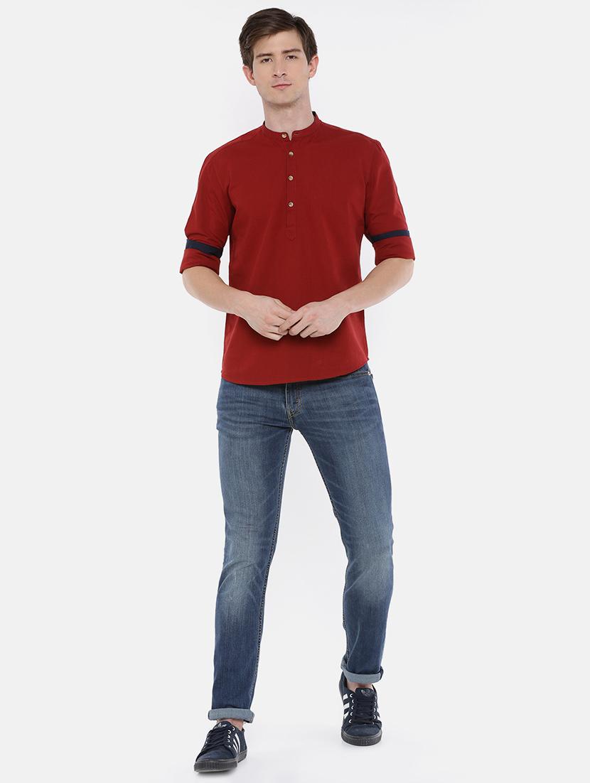 red solid short kurta - 16516782 - Standard Image - 3