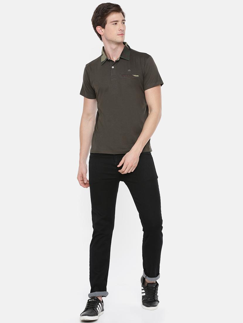 olive green solid pocket t-shirt - 16516996 - Standard Image - 3