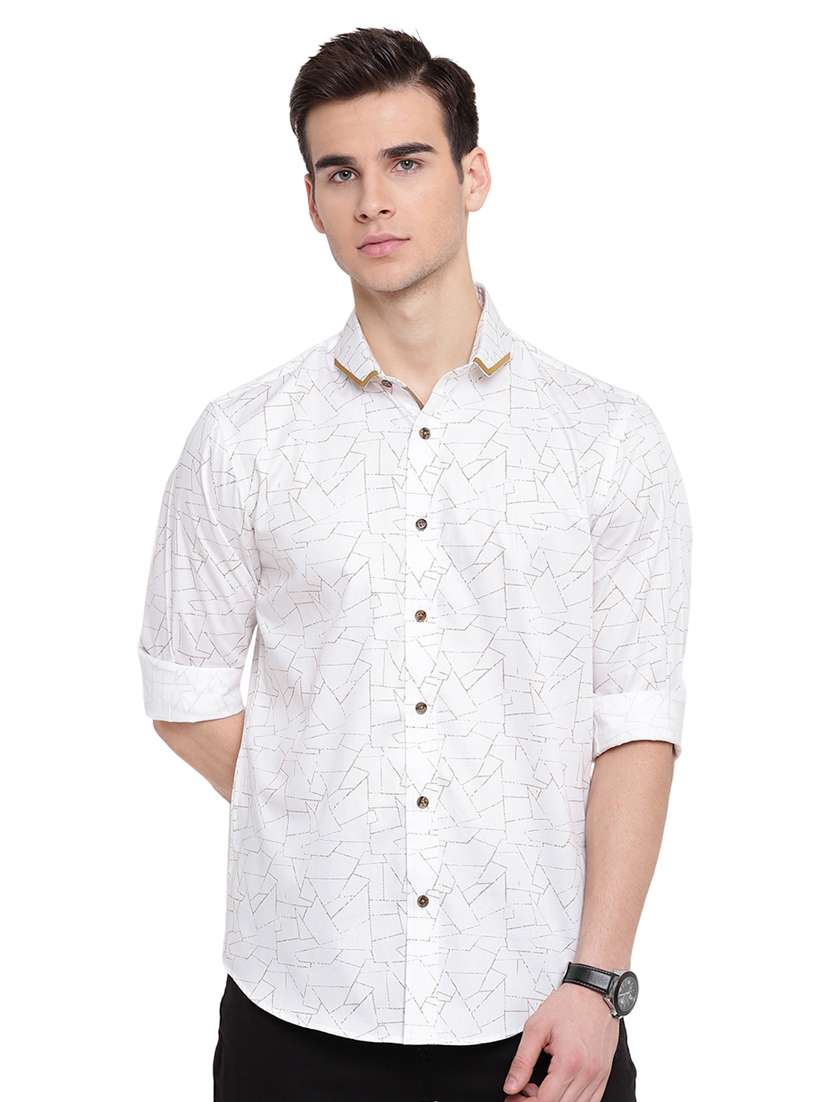 white printed casual shirt